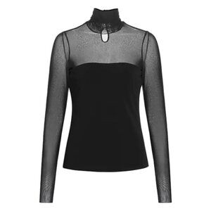 Cinq a sept black sheer turtle neck. Brand new with tags in size M